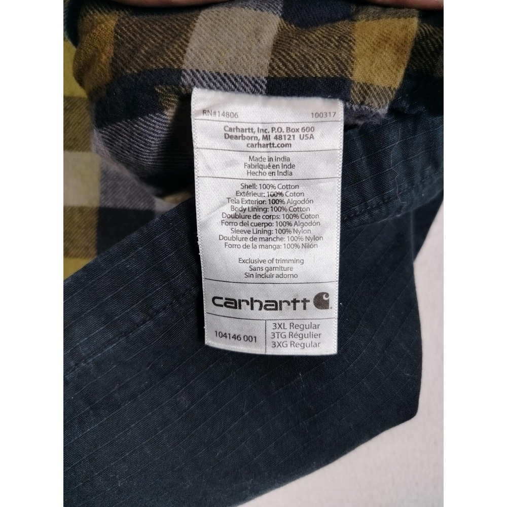 Carhartt Jacket Mens 3XL Black Canvas Shirt Jac Flannel Lined Workwear Ripstop - Picture 4 of 16